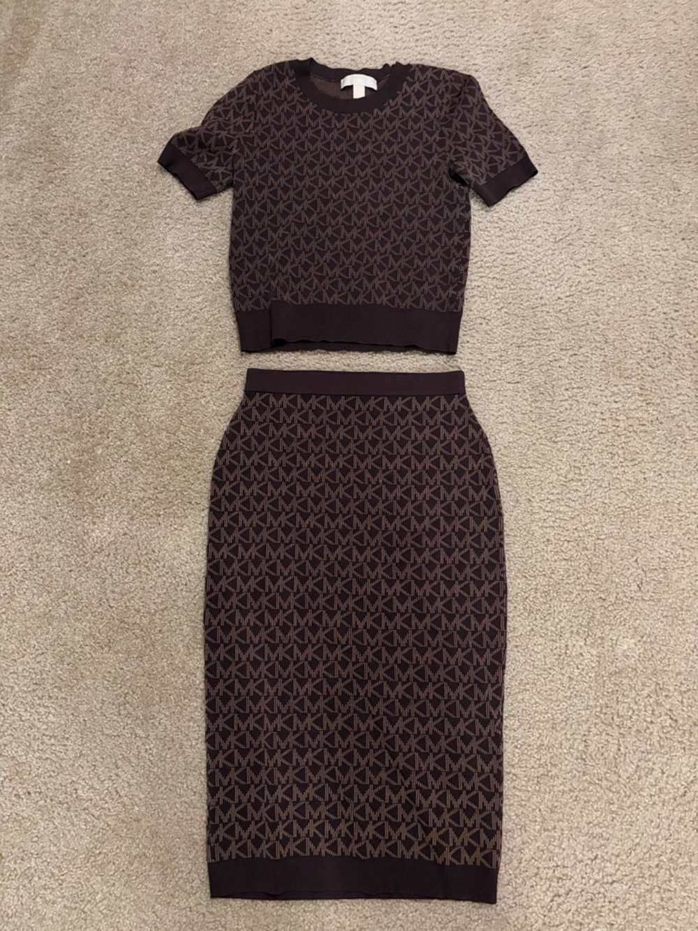 MICHAEL Michael Kors Brown MK Logo Knit Skirt Set